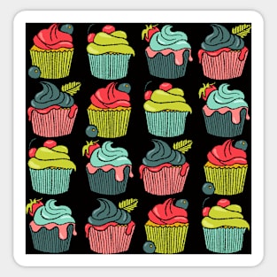 Cupcakes pattern black Sticker